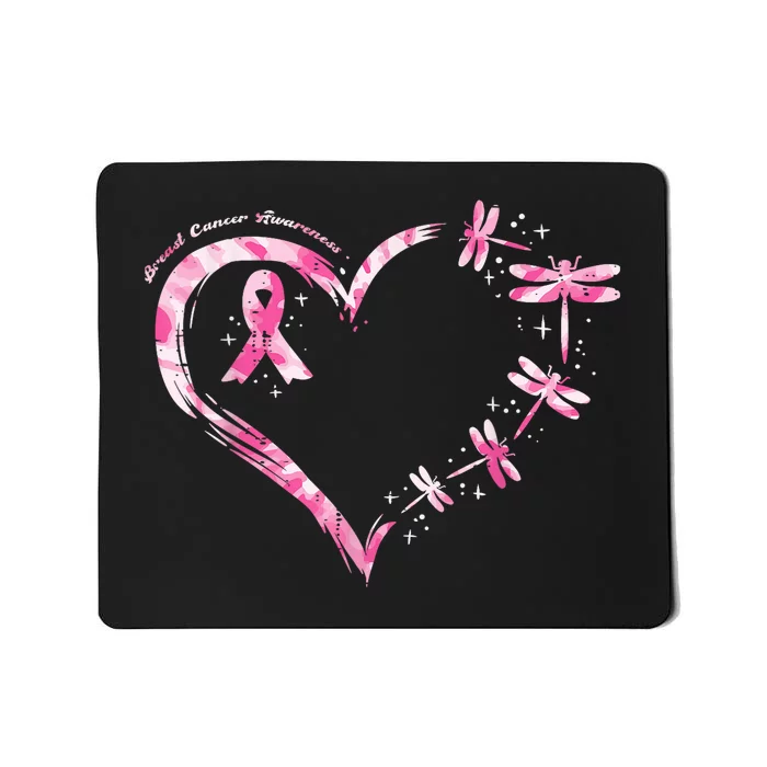 Women Heart Dragonflies Breast Cancer Awareness Gift Mousepad