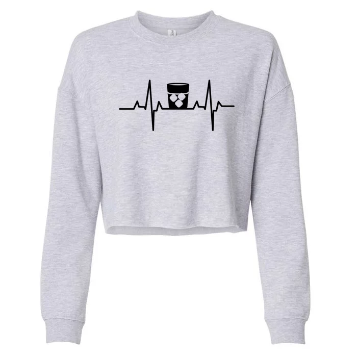 Whiskey Heartbeat Distilled Alcoholic Beverage Whisky Funny Gift Cropped Pullover Crew