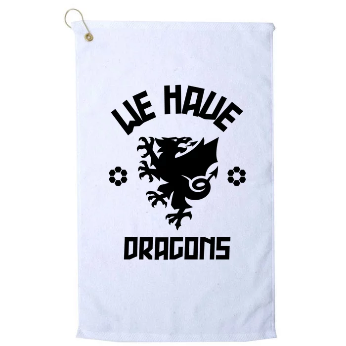 We Have Dragons Wales Football Gift Platinum Collection Golf Towel