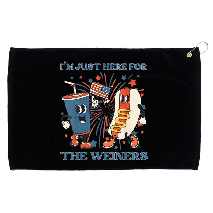 Womens Hot Dog Im Just Here For The Wieners 4Th Of July Grommeted Golf Towel