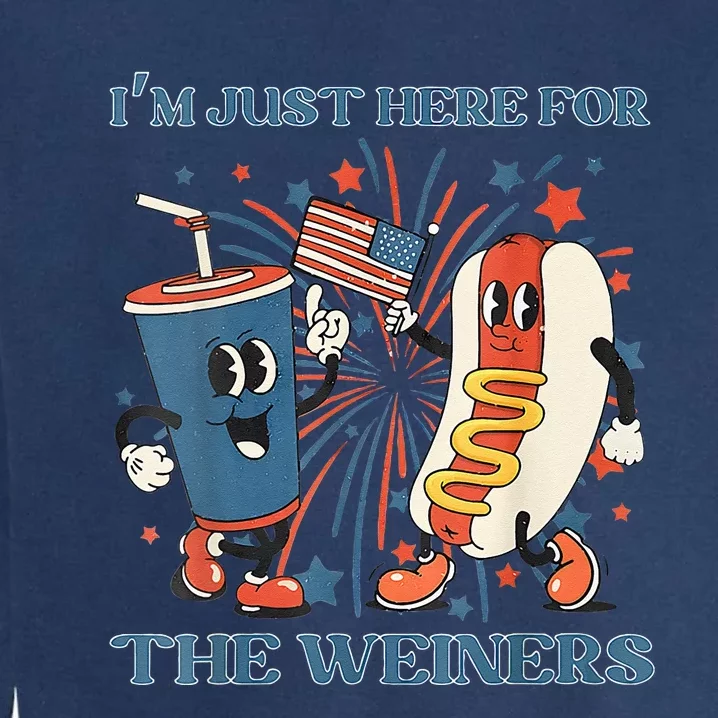 Womens Hot Dog Im Just Here For The Wieners 4Th Of July Garment-Dyed Sweatshirt