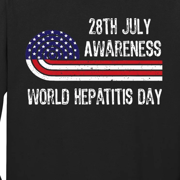 World Hepatitis Day 28th July Viral Flag Usa Nurse 2024 Long Sleeve Shirt