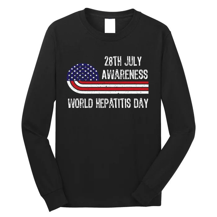 World Hepatitis Day 28th July Viral Flag Usa Nurse 2024 Long Sleeve Shirt