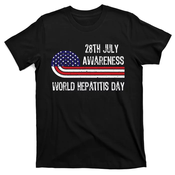 World Hepatitis Day 28th July Viral Flag Usa Nurse 2024 T-Shirt