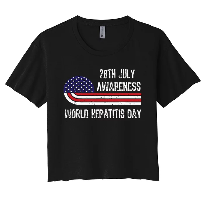 World Hepatitis Day 28th July Viral Flag Usa Nurse 2024 Women's Crop Top Tee