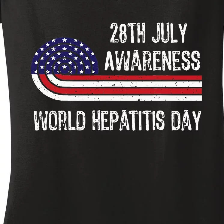 World Hepatitis Day 28th July Viral Flag Usa Nurse 2024 Women's V-Neck T-Shirt