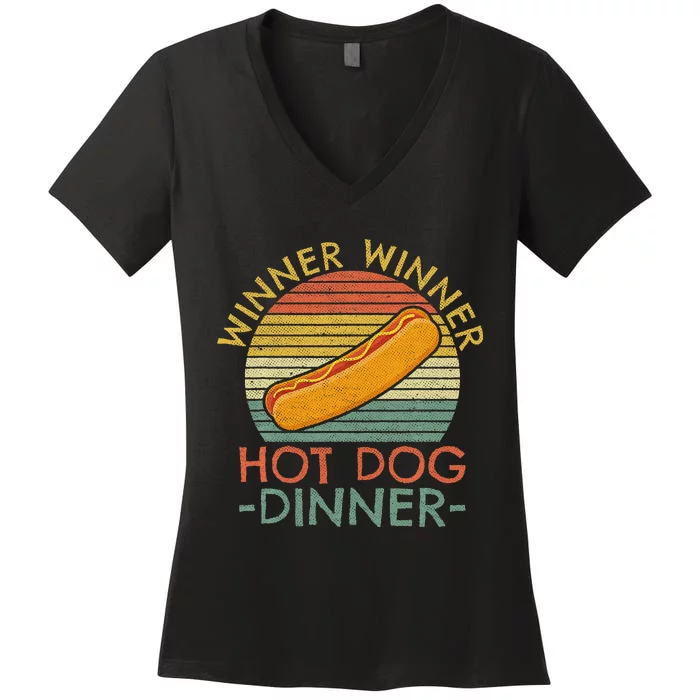 Wiener Hot Dog Design For A Hotdog Eating Contest Winner Women's V-Neck T-Shirt