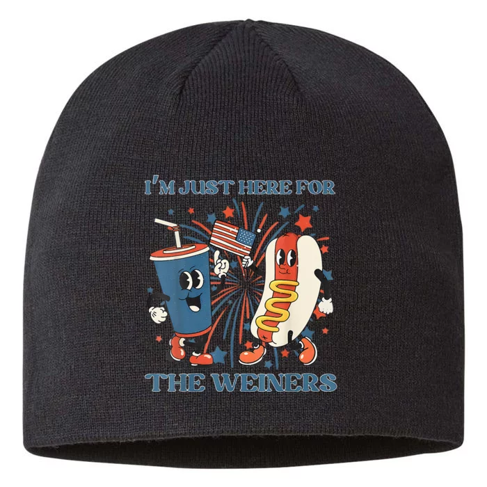 Womens Hot Dog Im Just Here For The Wieners 4Th Of July 8 1/2in Sustainable Knit Beanie