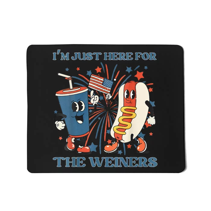 Womens Hot Dog Im Just Here For The Wieners 4Th Of July Mousepad