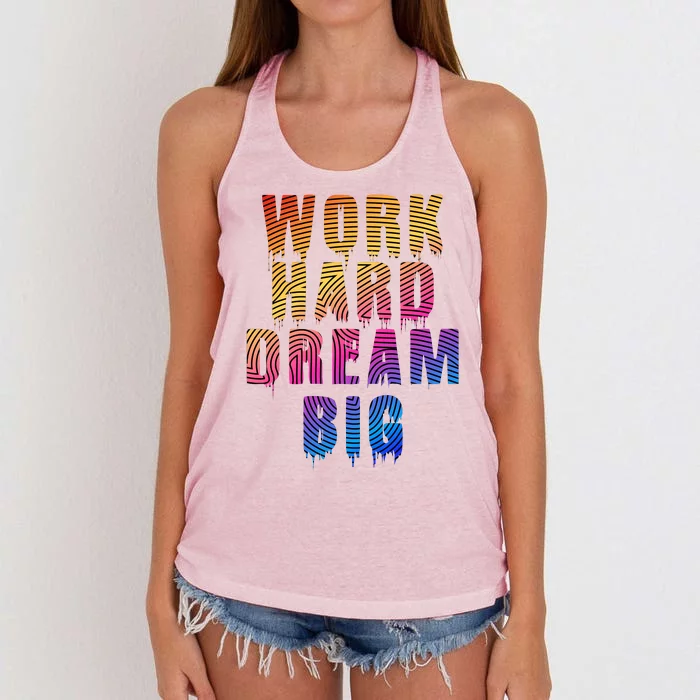 Work Hard Dream Big Inspirational Women's Knotted Racerback Tank