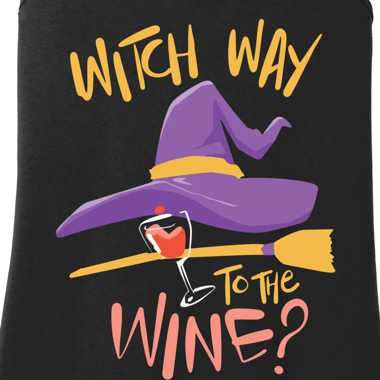 Women Halloween Drinking Witch Way To The Wine Long Sleeve Ladies Essential Tank