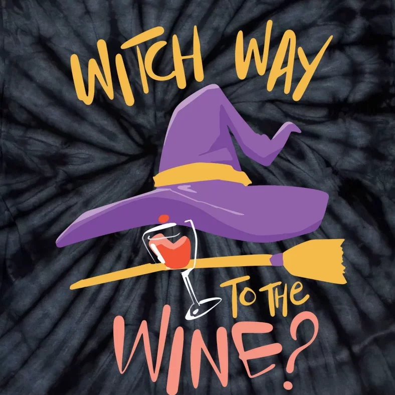 Women Halloween Drinking Witch Way To The Wine Long Sleeve Tie-Dye T-Shirt