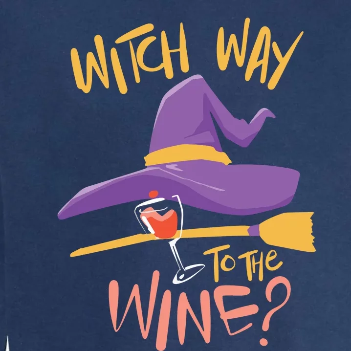 Women Halloween Drinking Witch Way To The Wine Long Sleeve Garment-Dyed Sweatshirt