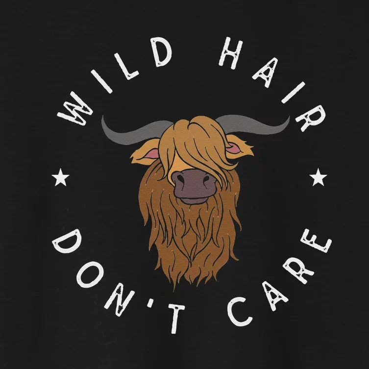 Wild Hair Dont Care Funny Scottish Farmer Gift Highland Cow Women's Crop Top Tee