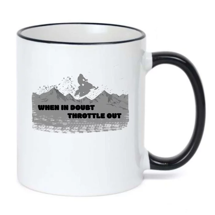 When In Doubt Throttle Out Snowmobiling Black Color Changing Mug