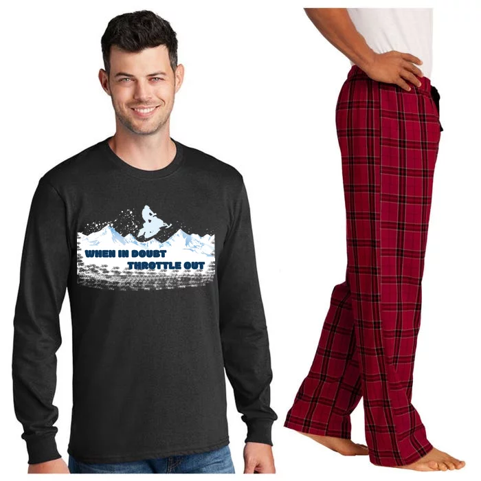 When In Doubt Throttle Out Snowmobiling Long Sleeve Pajama Set