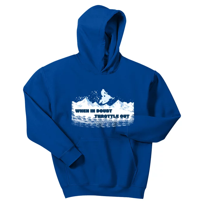 When In Doubt Throttle Out Snowmobiling Kids Hoodie