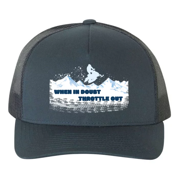 When In Doubt Throttle Out Snowmobiling Yupoong Adult 5-Panel Trucker Hat