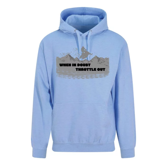 When In Doubt Throttle Out Snowmobiling Unisex Surf Hoodie