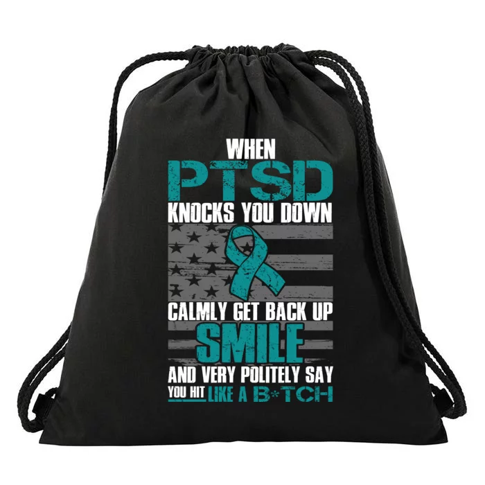 When PTSD Knock You Down Drawstring Bag