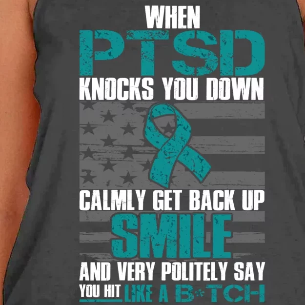 When PTSD Knock You Down Women's Knotted Racerback Tank