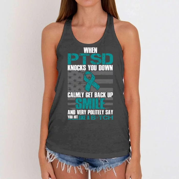 When PTSD Knock You Down Women's Knotted Racerback Tank