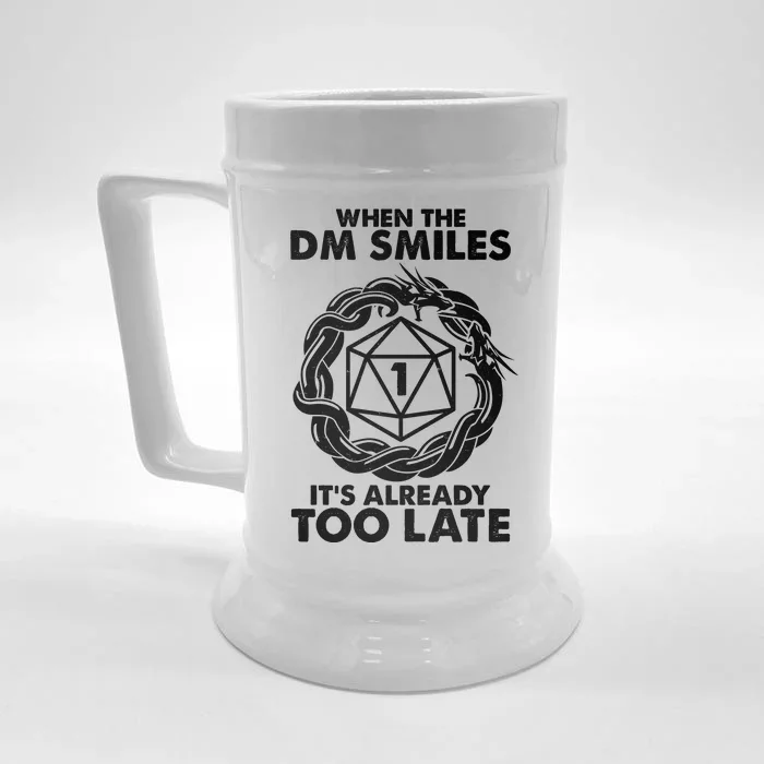 When The DM Smiles It's Already Too Late DND Front & Back Beer Stein