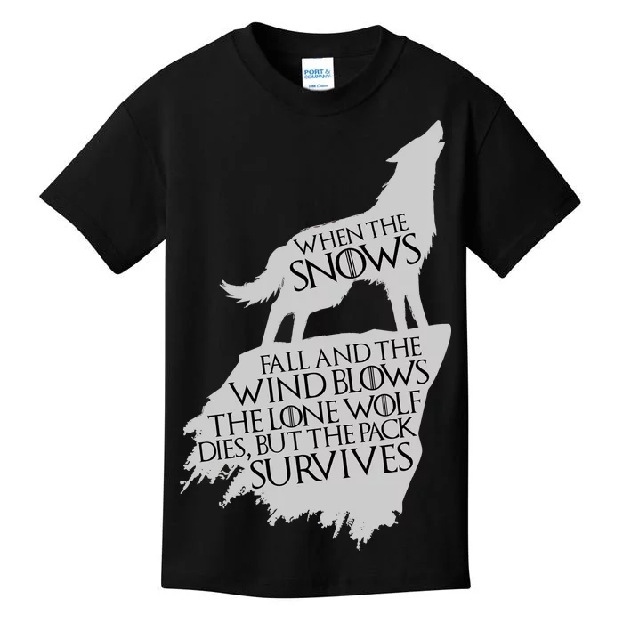 When The Snows Fall The Lone Wolf Dies, But the Pack Survives Kids T-Shirt