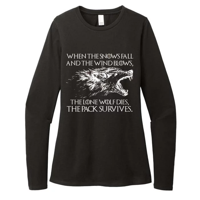 When The Snows Fall The Lone Wolf Dies But the Pack Survives Logo Womens CVC Long Sleeve Shirt