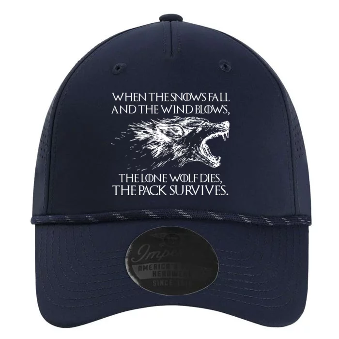 When The Snows Fall The Lone Wolf Dies But the Pack Survives Logo Performance The Dyno Cap