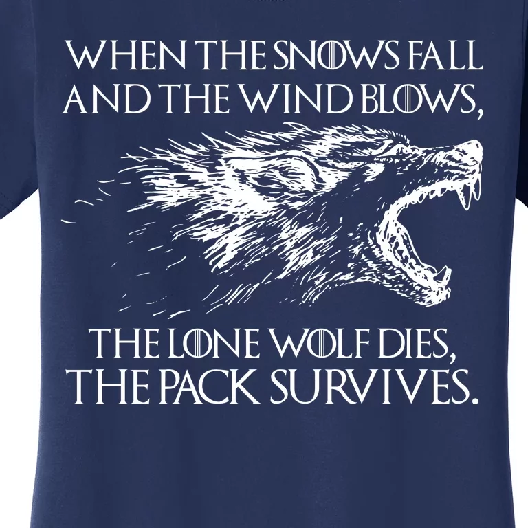 When The Snows Fall The Lone Wolf Dies But the Pack Survives Logo Women's T-Shirt