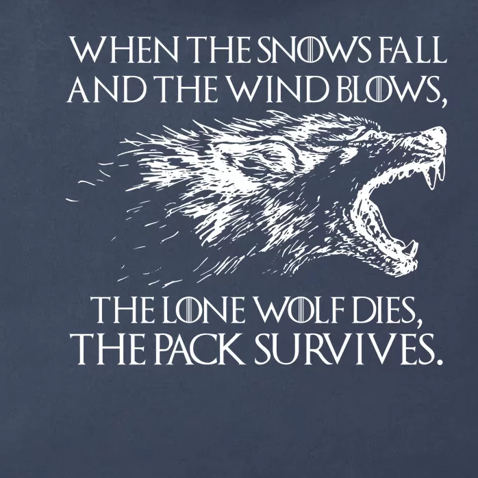 When The Snows Fall The Lone Wolf Dies But the Pack Survives Logo Zip Tote Bag