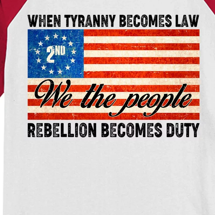 When Tyranny Becomes Law Rebellion Becomes Duty Kids Colorblock Raglan Jersey