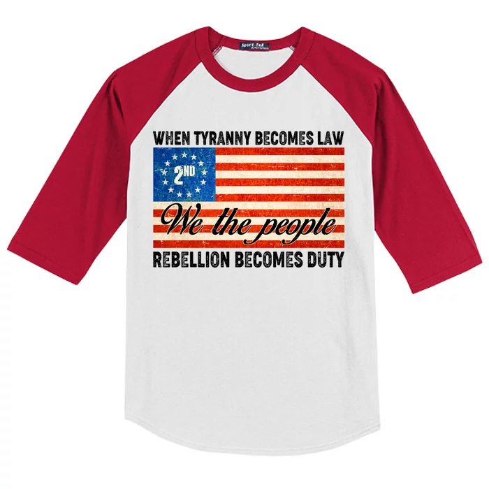 When Tyranny Becomes Law Rebellion Becomes Duty Kids Colorblock Raglan Jersey