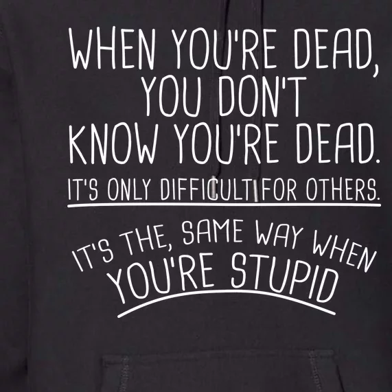 When You're Dead Funny Stupid Saying Premium Hoodie