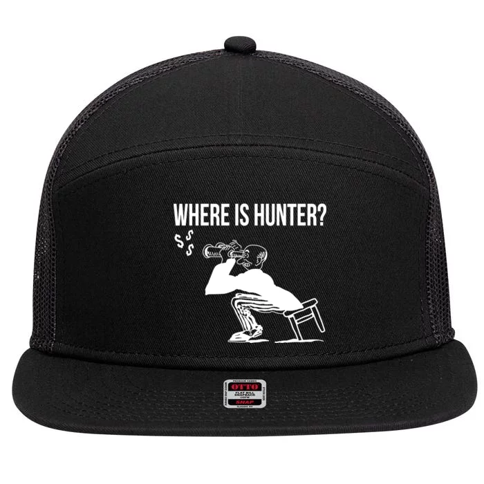 Where Is Hunter Political Humor Pro Trump 7 Panel Mesh Trucker Snapback Hat