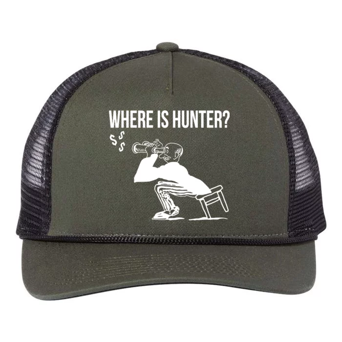 Where Is Hunter Political Humor Pro Trump Retro Rope Trucker Hat Cap