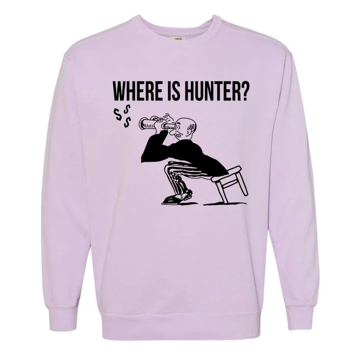 Where Is Hunter Political Humor Pro Trump Garment-Dyed Sweatshirt