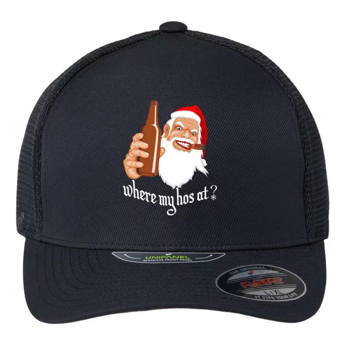 Where My Hos At? Christmas Flexfit Unipanel Trucker Cap