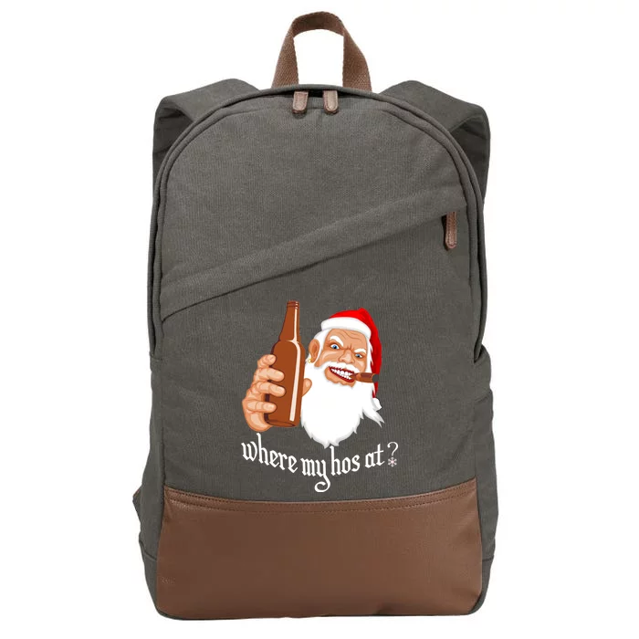 Where My Hos At? Christmas Cotton Canvas Backpack