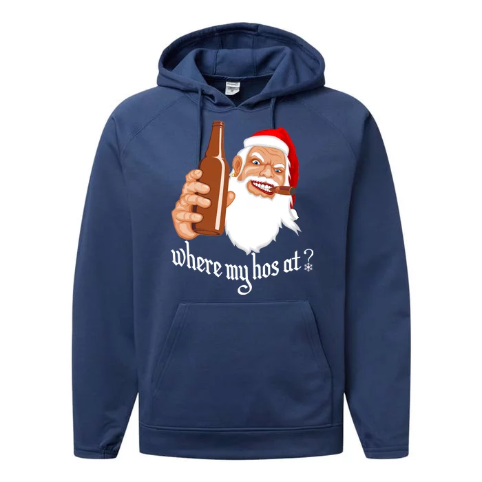 Where My Hos At? Christmas Performance Fleece Hoodie