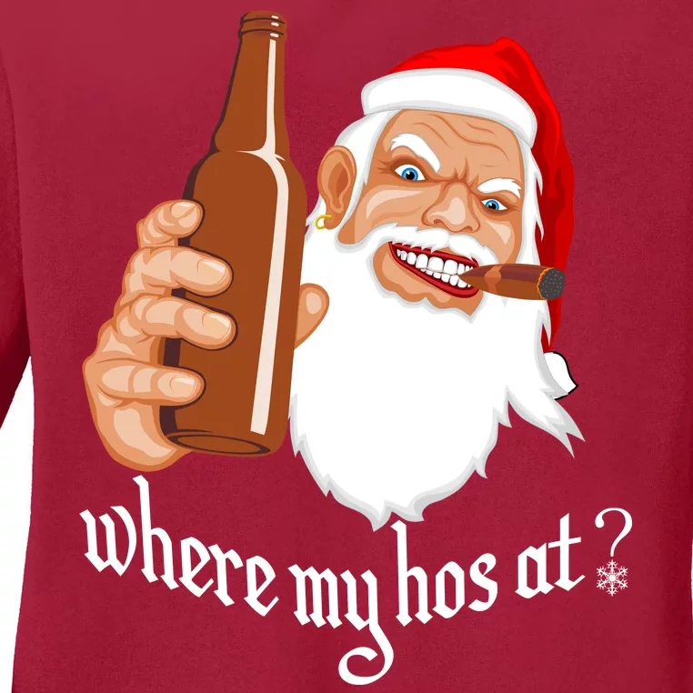 Where My Hos At? Christmas Ladies Long Sleeve Shirt