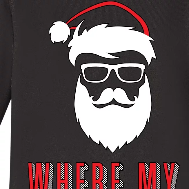 Where My Ho's At? Funny Xmas Baby Long Sleeve Bodysuit