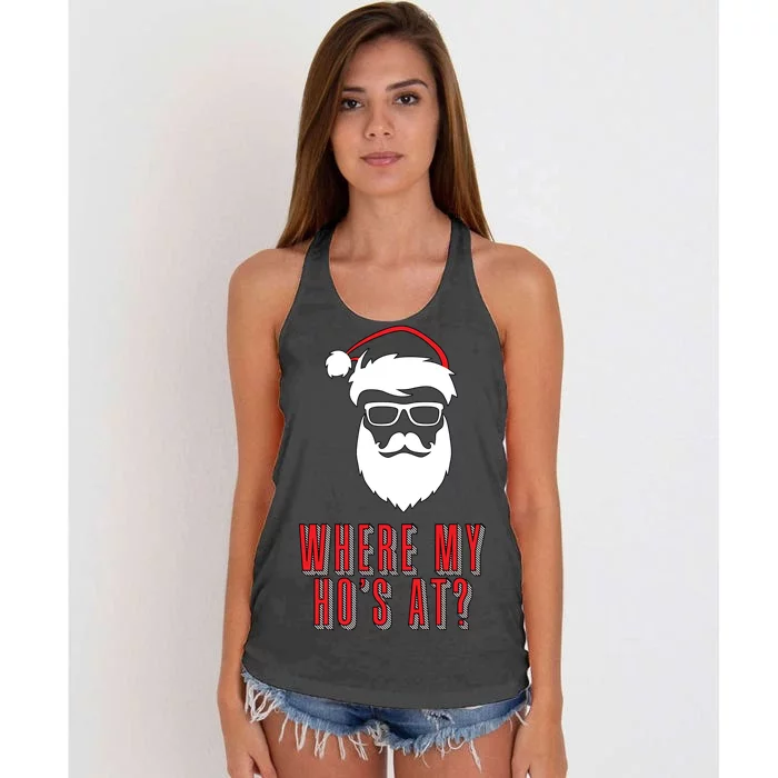 Where My Ho's At? Funny Xmas Women's Knotted Racerback Tank