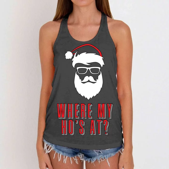 Where My Ho's At? Funny Xmas Women's Knotted Racerback Tank