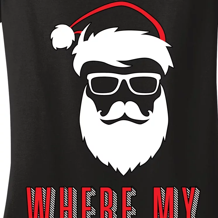 Where My Ho's At? Funny Xmas Women's V-Neck T-Shirt