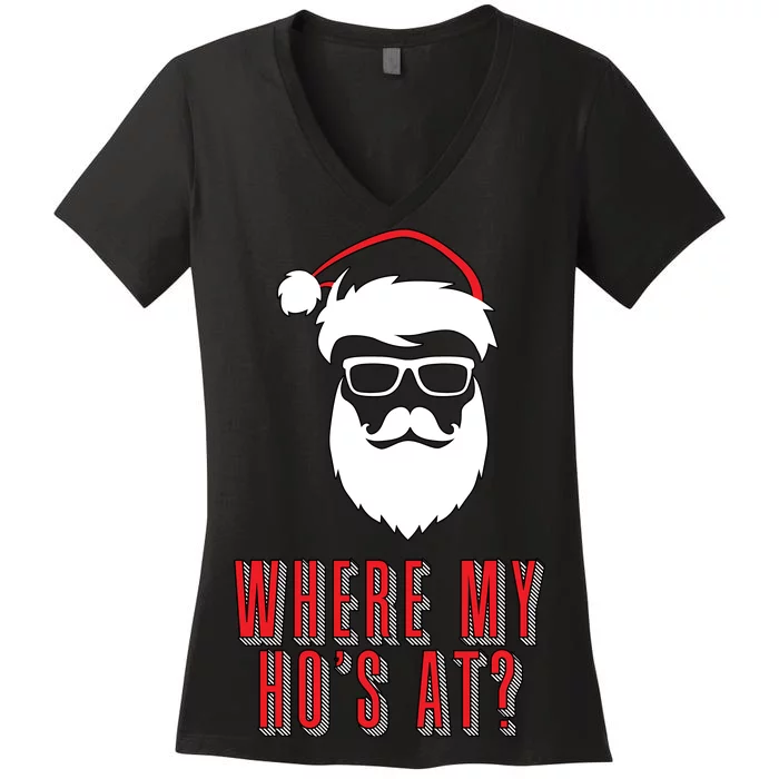 Where My Ho's At? Funny Xmas Women's V-Neck T-Shirt