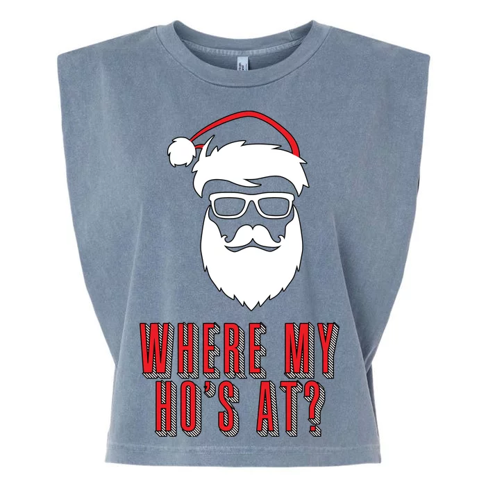 Where My Ho's At? Funny Xmas Garment-Dyed Women's Muscle Tee