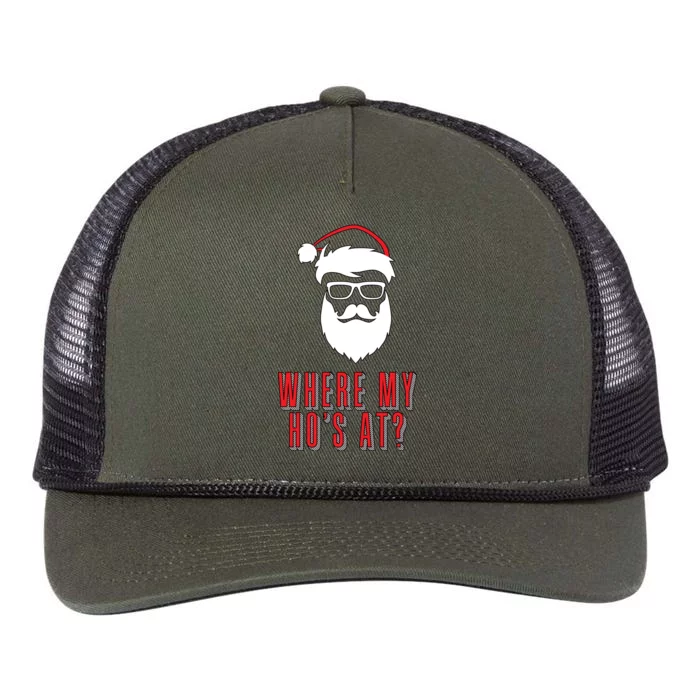 Where My Ho's At? Funny Xmas Retro Rope Trucker Hat Cap