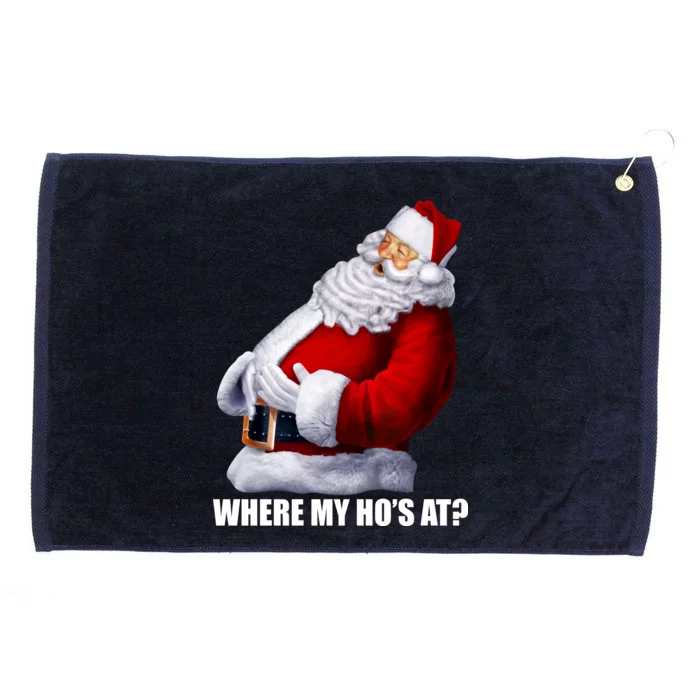 Where My Ho's At? Santa Quote Grommeted Golf Towel